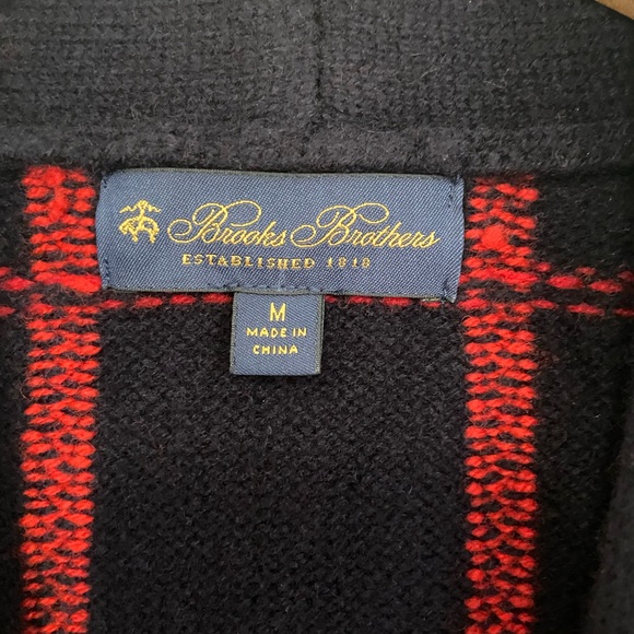 Brooks Brothers Navy and Red Checkered Cardigan - Picture 3 of 4
